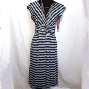 Merona Striped Fit and Flare Deep V neck Dress